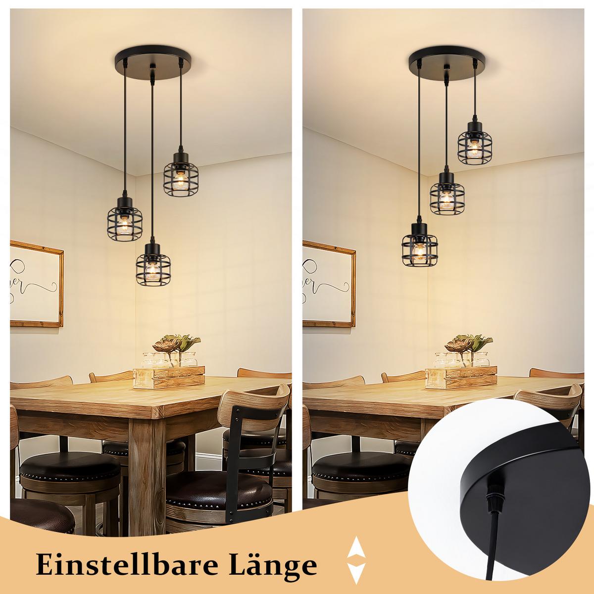 PENDELLEUCHTE Kingsley 24/24/140 cm - Schwarz, Metall (24/24/140cm) - ZMH