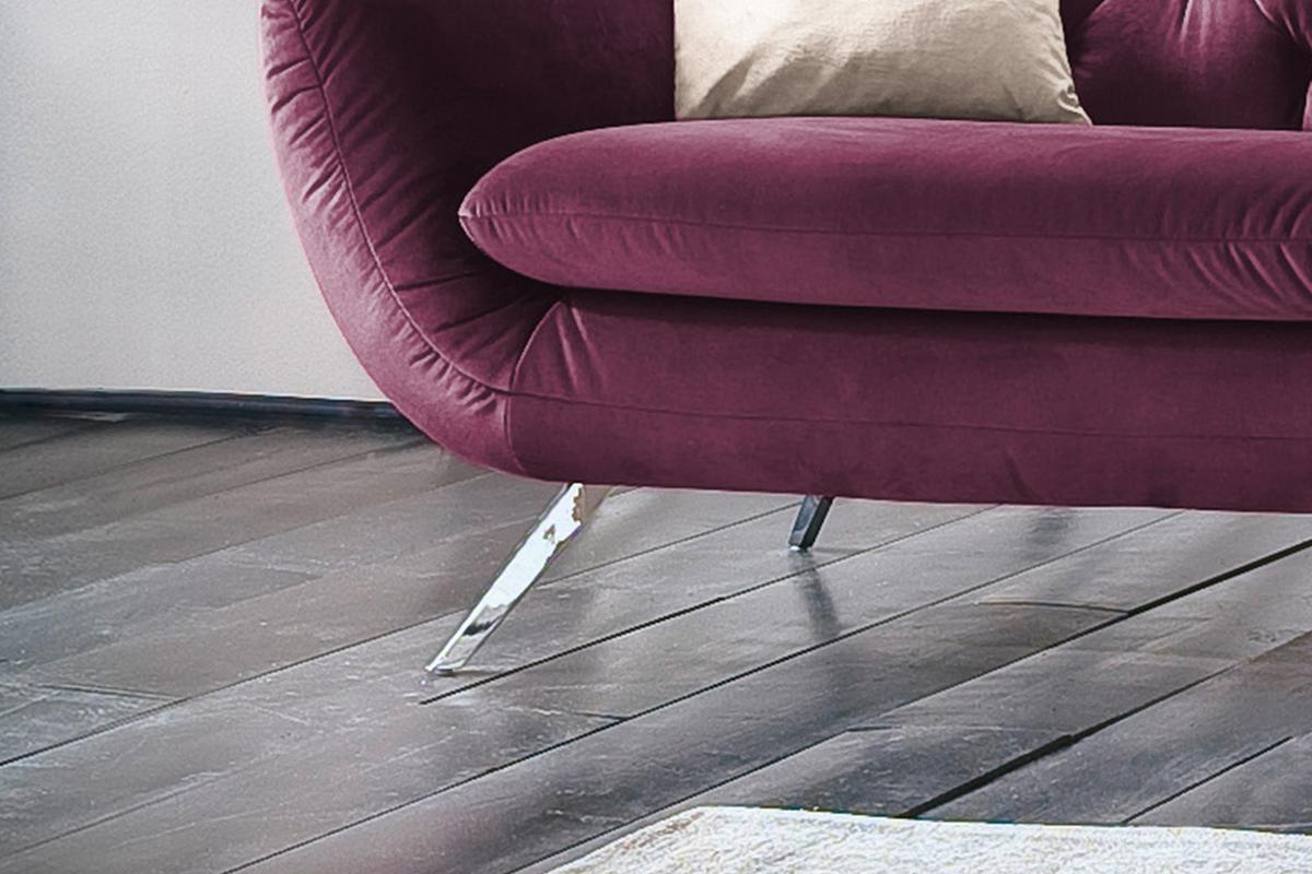 SOFA CHARME Violett Velvet - Violett/Silberfarben, Textil/Metall (175/94/95cm) - KAWOLA