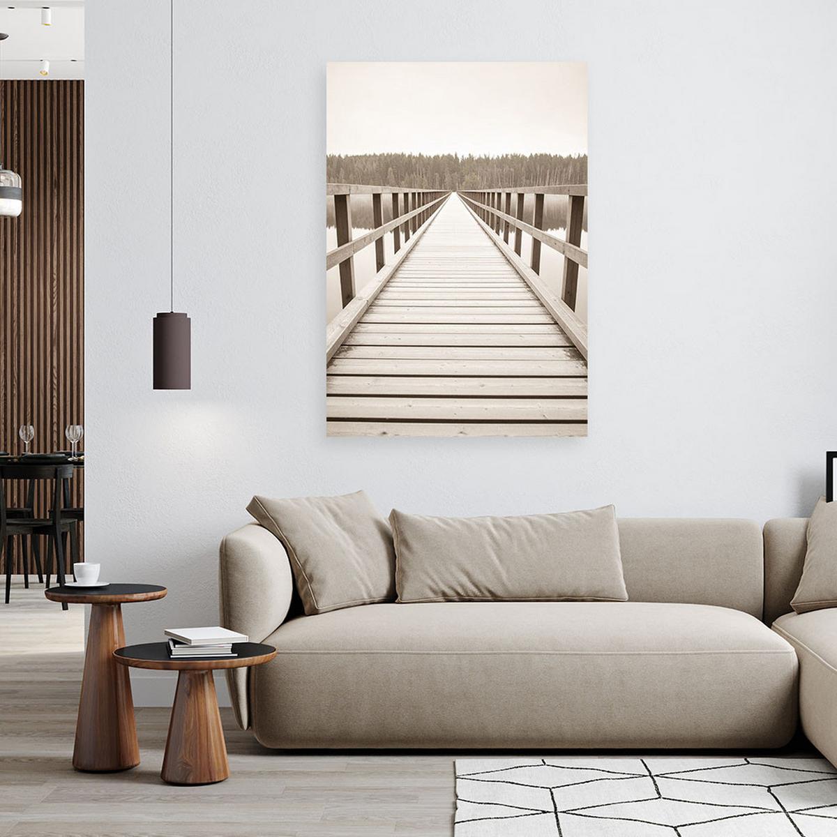LEINWANDBILD Pier Seelandschaft Natur 70x100cm - Beige, Textil (70/100cm) - Feeby