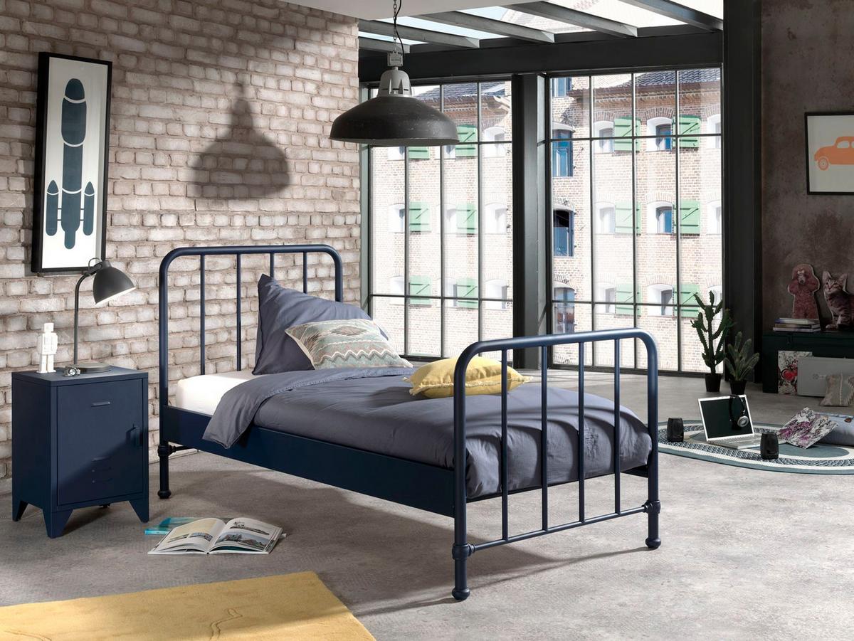 METALLBETT Kay 97x110x206 aus Metall in Blau matt - Blau, Metall (90/200cm) - 58aufmkessel