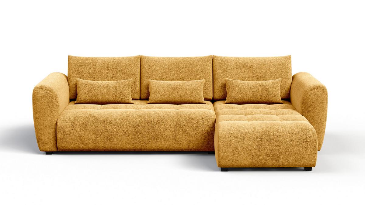 ECKSOFA SORENO 4-Sitzer, gelb - Gelb/Schwarz, Holz/Textil (293/171cm) - Wozimo