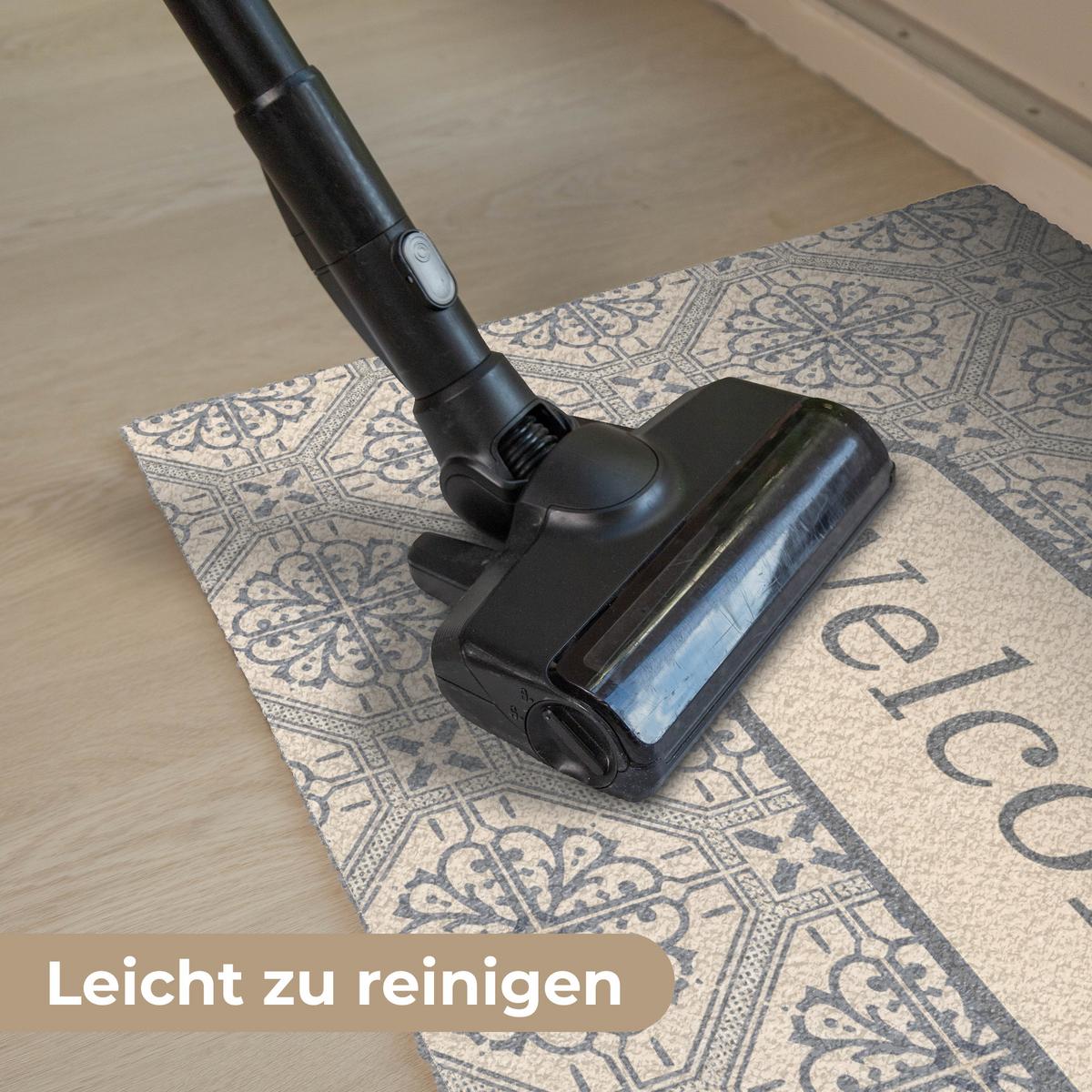 FUSSMATTE Willkommen - Klassisch - Grau Flurteppich 90x60 cm - Beige, Kunststoff (90/0.4cm) - MuchoWow