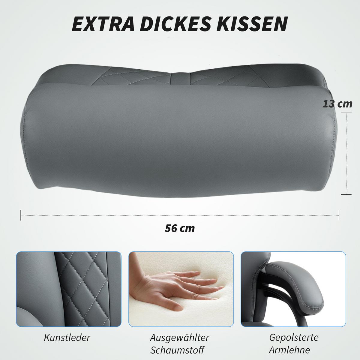 CHEFSESSEL aus PU-Leder Anthrazitgrau - Anthrazit, Leder (68/123/71cm) - HOMCOM