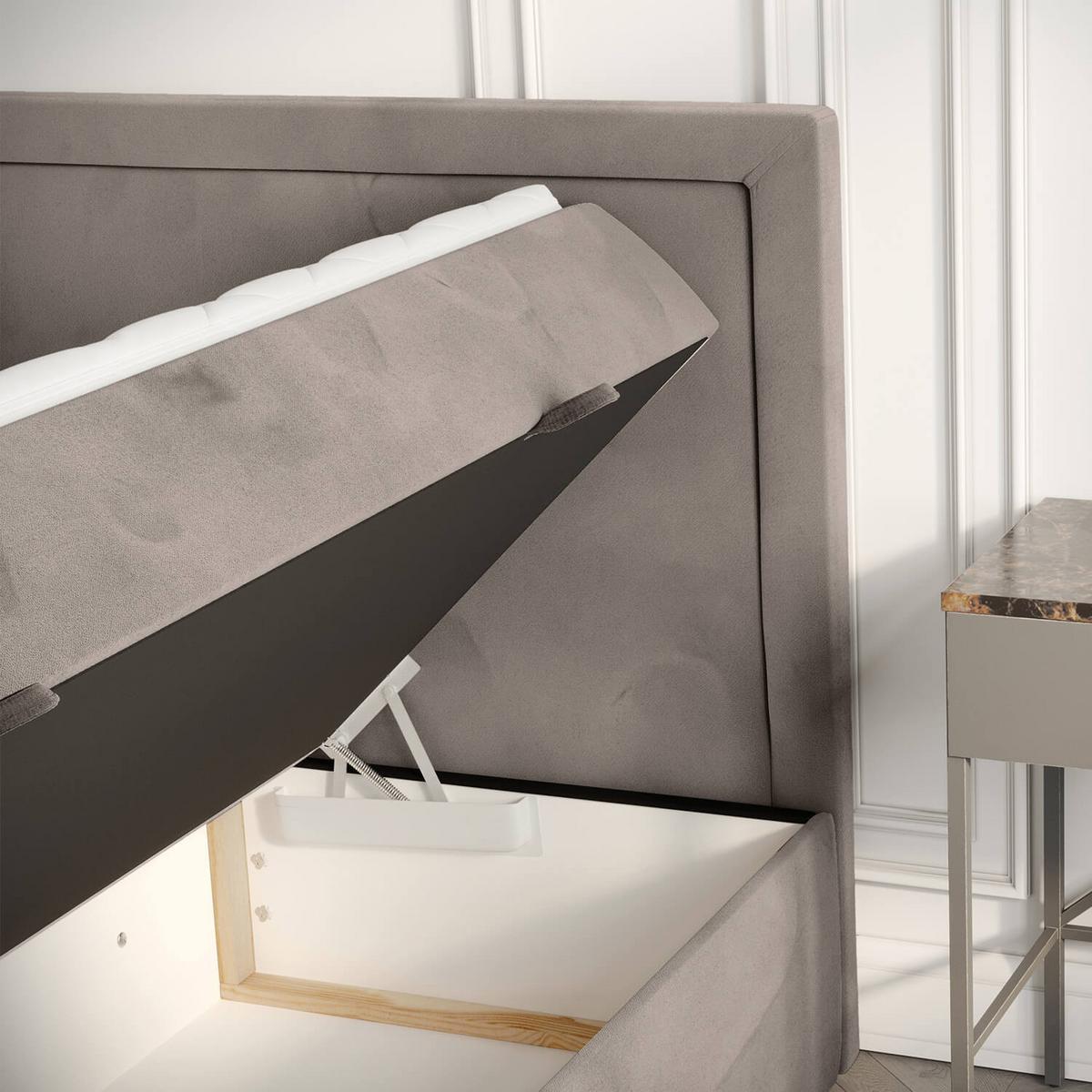 BOXBETT Jodan 160/200 cm Taupe im Magic Velvet Stoff - Taupe/Schwarz, Holz/Holzwerkstoff (160/200cm) - AltaBeds