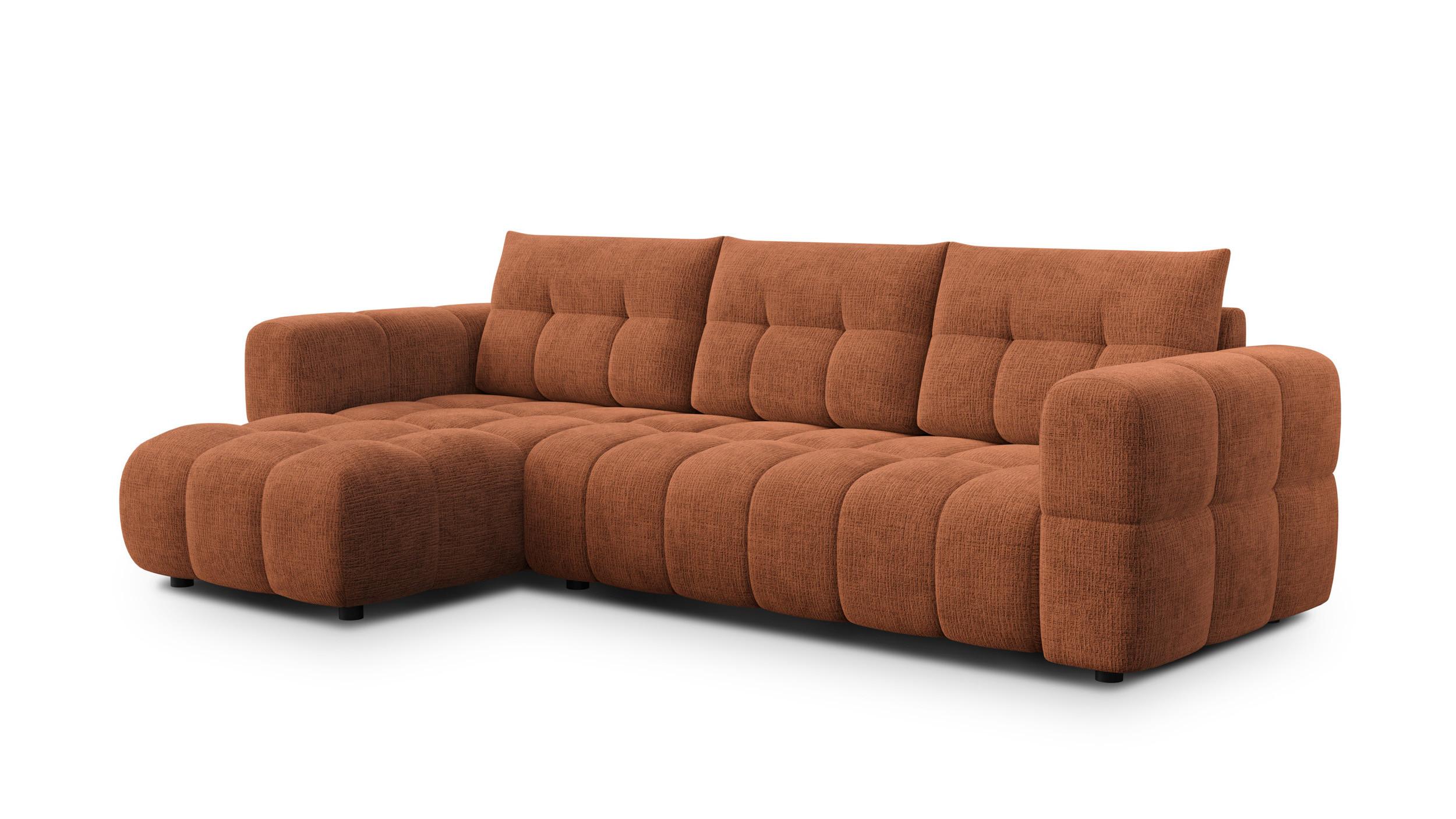 ECKSOFA CLOUDI 4-Sitzer links, rostrot - Schwarz/Orange, Holz/Textil (294/160cm) - Wozimo