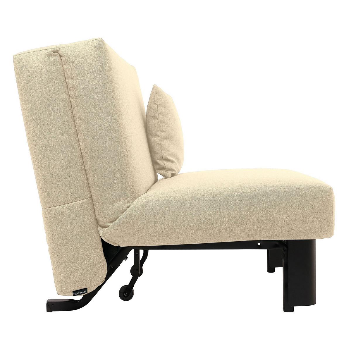 FALTSOFA Kalomira Bezug Flachgewebe Metall schwarz / beige - Weiß, Kunststoff (145/84/100cm) - 58aufmkessel