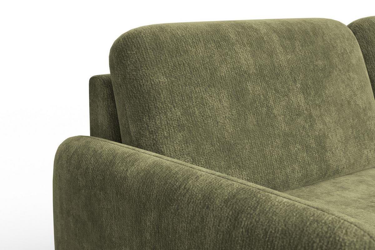 SOFA FEBE 3-Sitzer, olivgrüner Chenille-Stoff - Schwarz/Olivgrün, Holz/Textil (190/82/96cm) - Wozimo