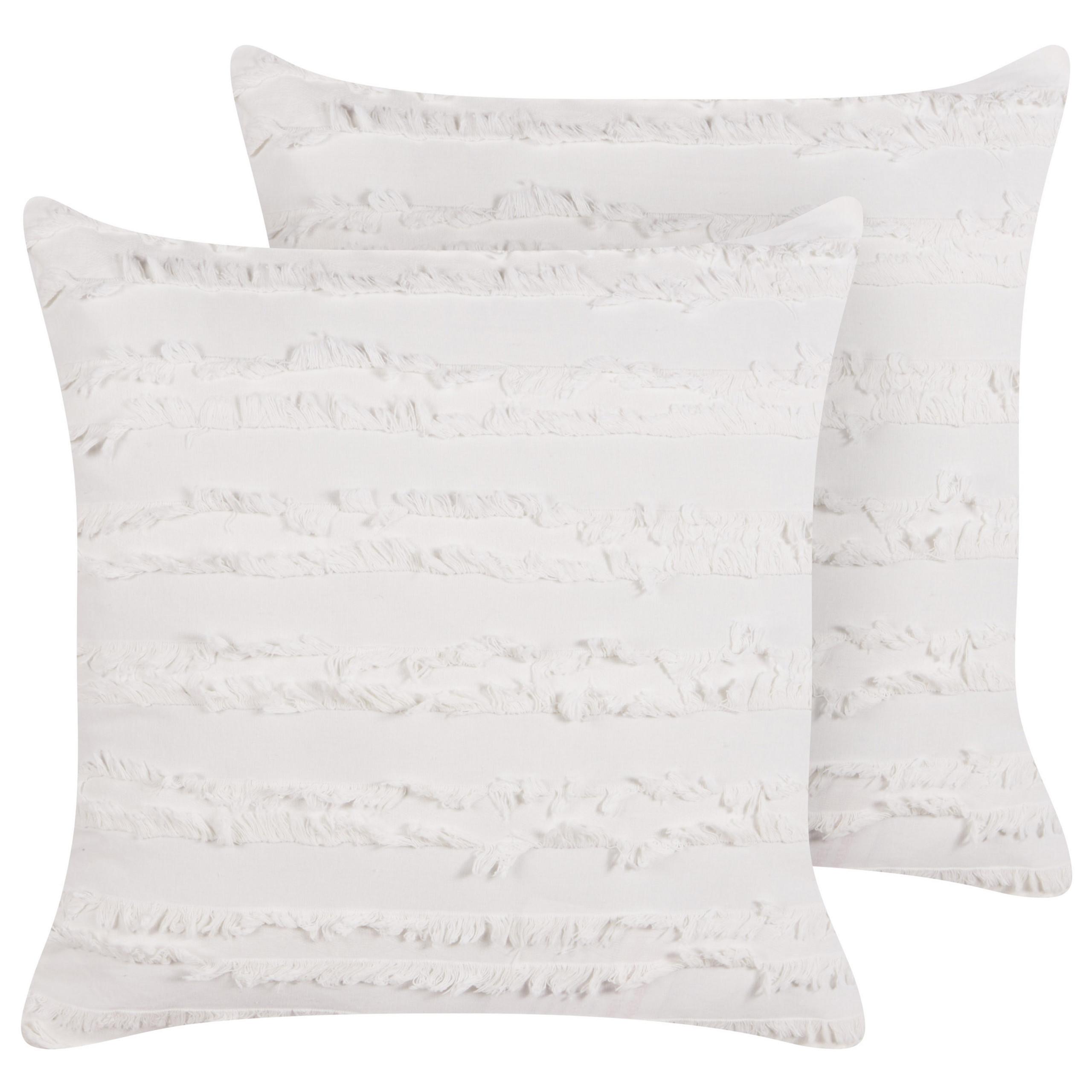DEKOKISSEN 2er-Set Weiß 45/45 cm Makneh - Weiß, Naturmaterialien (45/45cm) - Beliani