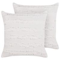 DEKOKISSEN 2er-Set Weiß 45/45 cm Makneh - Weiß, Naturmaterialien (45/45cm) - Beliani