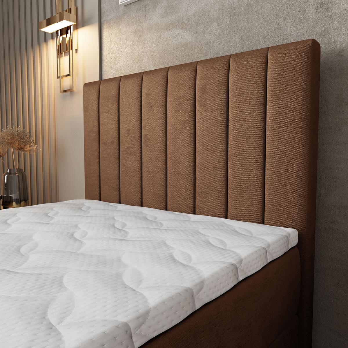 BOXBETT ARION 80 80x200 cm mit Matratze und Topper, H2+H3 - Braun - Braun, Holz (80/200cm) - MASSENO