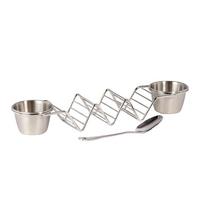 TACO HALTER inkl. 2 Soßenbecher 1 Löffel - Silberfarben, Metall (6.3/4/28.5cm) - Intirilife