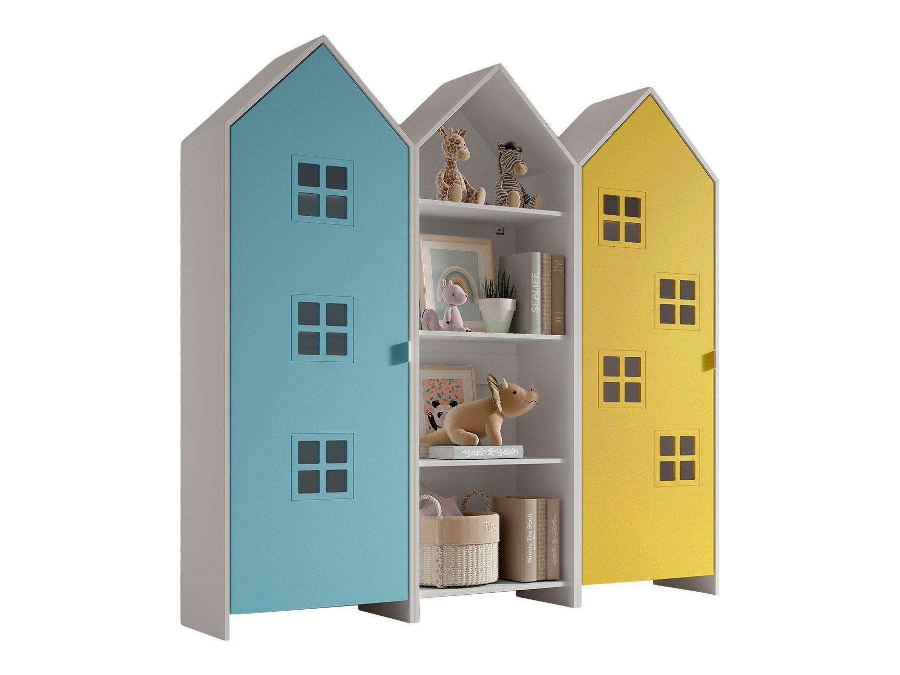 REGALSCHRANK Set Kania 173x37x171 MDF+Holzwerkstoff Weiß /Bunt - Blau/Gelb, Holzwerkstoff (173/171/37cm) - 58aufmkessel