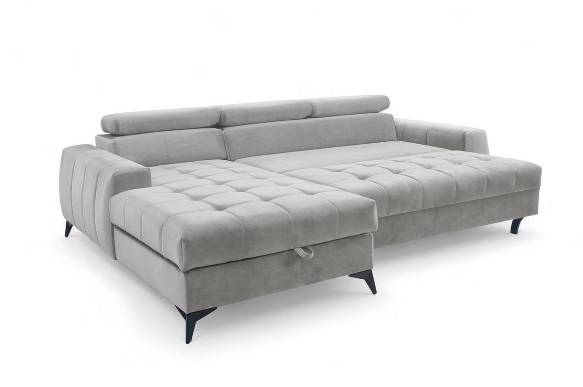ECKSOFA Agnesa Xs In Salvador - Hellgrau, Holzwerkstoff/Textil (260/200cm) - Fun Möbel