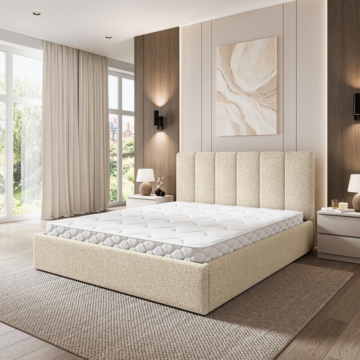 POLSTERBETT NEMIS 120x200 cm mit Bettkästen - Creme - Creme, Holz (120/200cm) - MASSENO