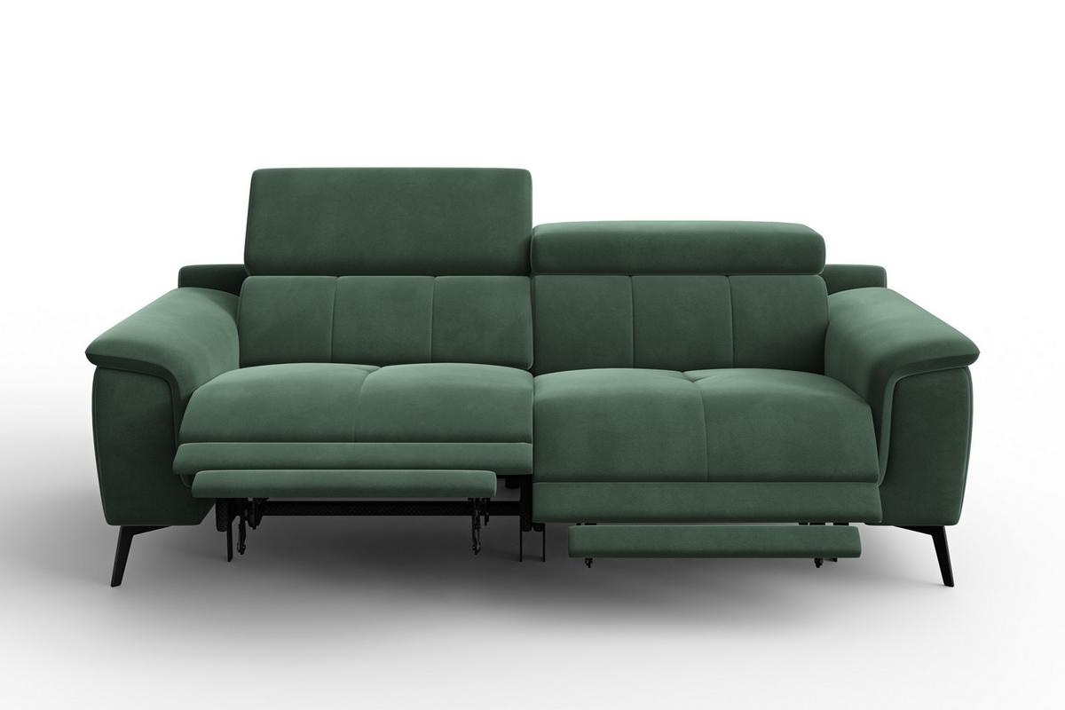 SOFA RELAX FIERO 3-Sitzer, Grüner Veloursstoff - Schwarz/Grün, Holz/Textil (212/82/103cm) - Courtois Laville