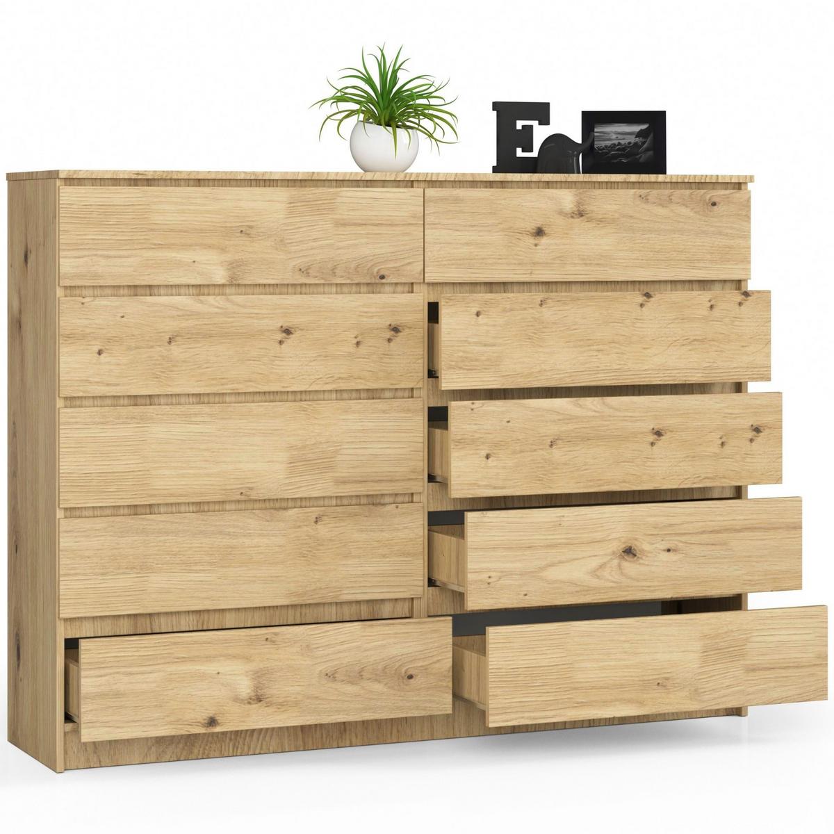 KOMMODE Eiche Artisan 121/160/40 - Eiche Artisan, Holzwerkstoff (160/121/40cm) - RAUMHIRSCH FURNITURE