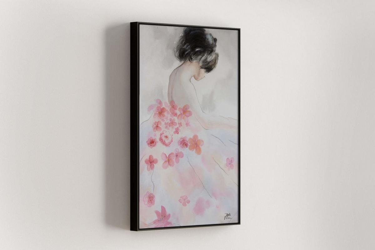 ACRYLBILD HANDGEMALT 60/90 cm - Pink/Beige, Holz/Textil (60/90cm) - KUNSTLOFT
