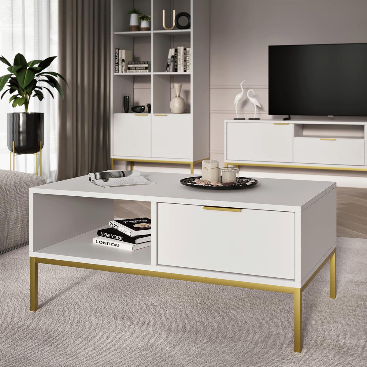 COUCHTISCH Seattle Weiß - Weiß, Holzwerkstoff (60/80/45.4cm) - Petits-meubles
