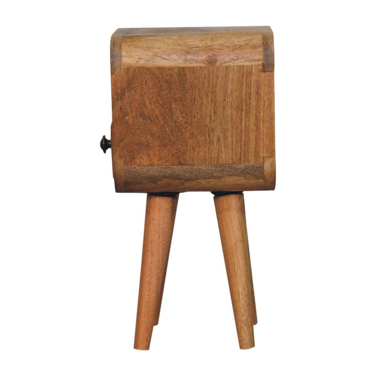 NACHTKASTEN Extra Mini Eichenoptik Geschwungen, 1 Schublade und Offenes Fach, Beige - Beige/Messingfarben, Holz/Metall (20/40/20cm) - Artisan Furniture