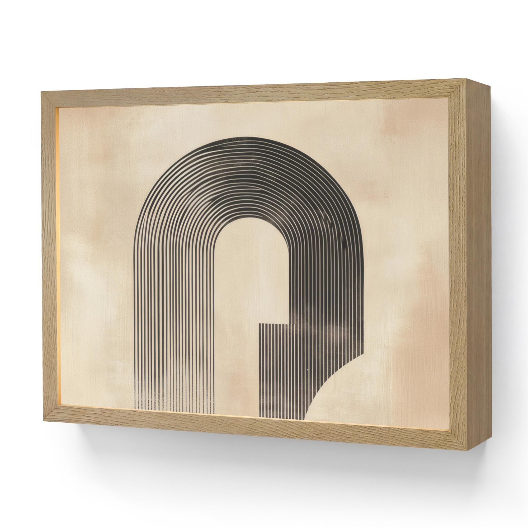 WANDLEUCHTE MIT AKKU Schleife - Streifen - Minimalistisch - Schwarz 40x30 cm - Beige, Holzwerkstoff (40/30/8cm) - OnlyWow