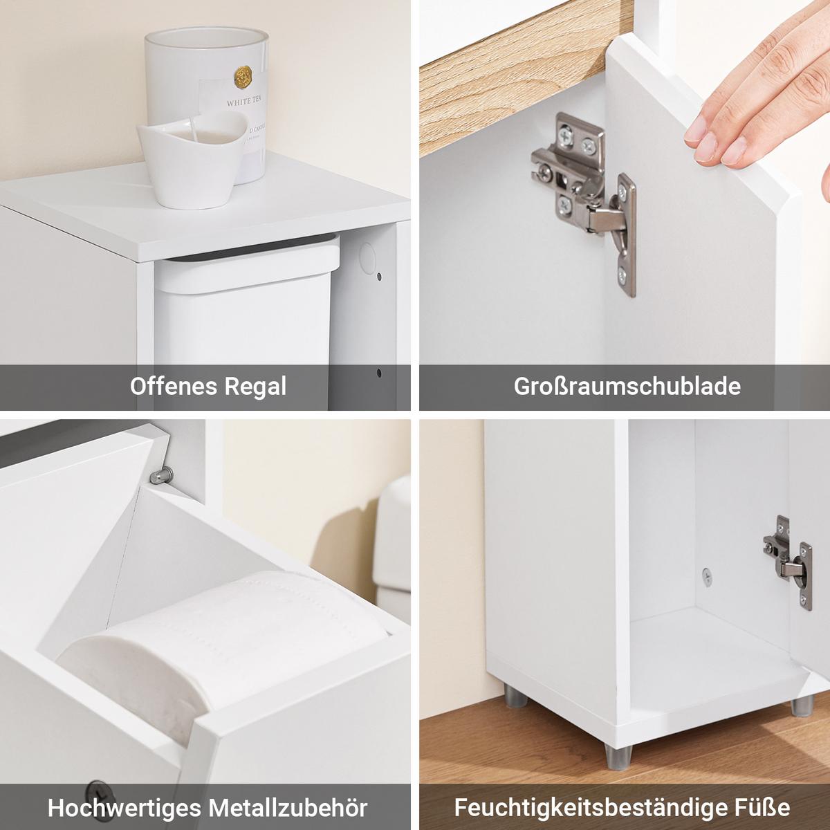 TOILETTENSCHRANK, Badschrank schmal, 20x96x20cm, Weiß - Weiß, Holzwerkstoff (20/96/20cm) - SoBuy