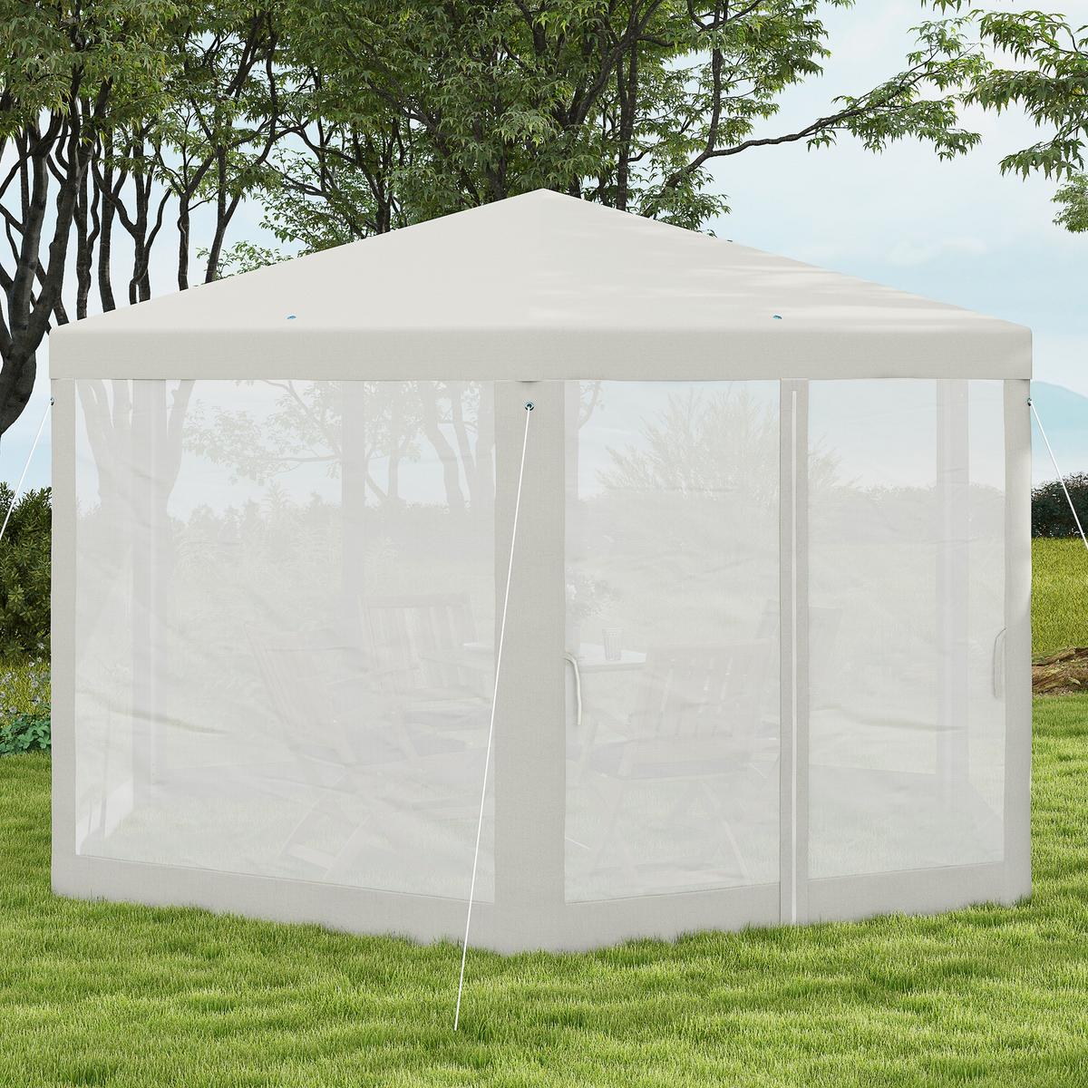 GARTENPAVILLON Polyester Metall Crème - Creme, Metall (341.2/250/394cm) - Outsunny