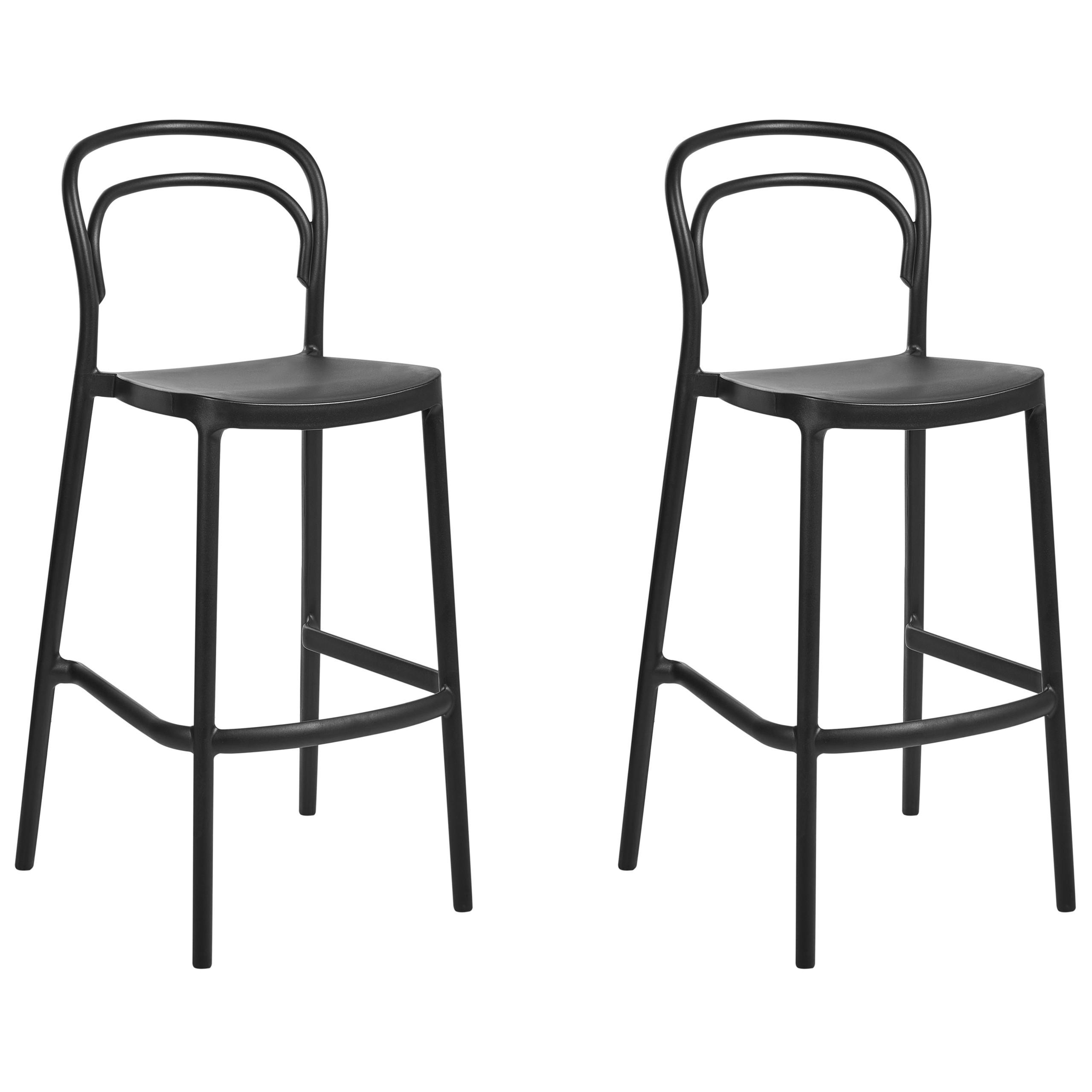 GARTEN-BARHOCKER 2er-Set Schwarz Porano - Schwarz, Kunststoff (48/106/48cm) - Beliani