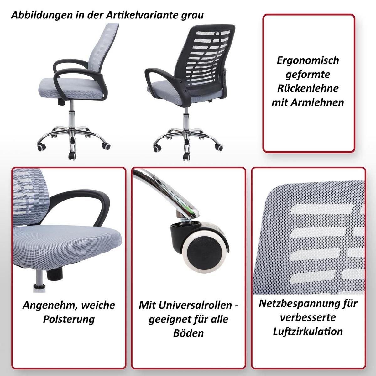 BÜROSTUHL Grau - Grau, Textil (60/97/57cm) - MCW