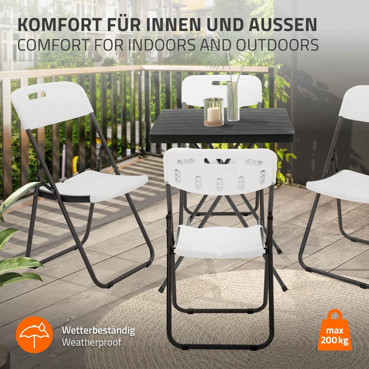 KLAPPSTUHL 4er Set Weiß Kunststoff Metall - Dunkelgrau/Anthrazit, Metall (54.5/85.5/46cm) - ECD-Germany