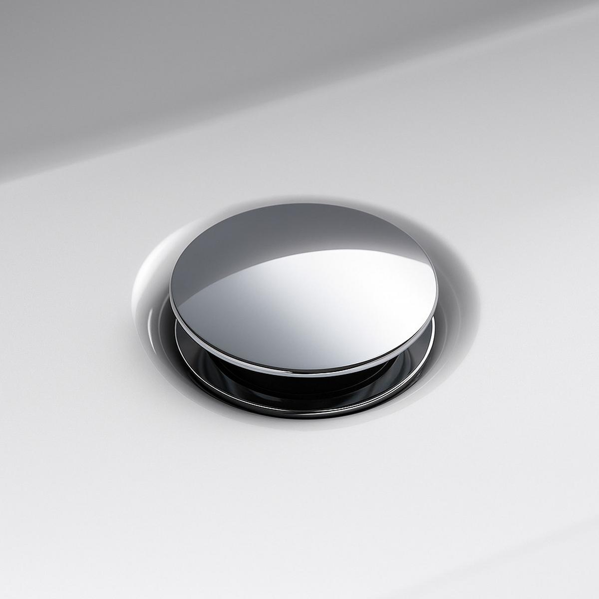 POP-UP-ABFALL Chrom mit Überlauf - Chromfarben, Metall (5/10/5cm) - Badplaats
