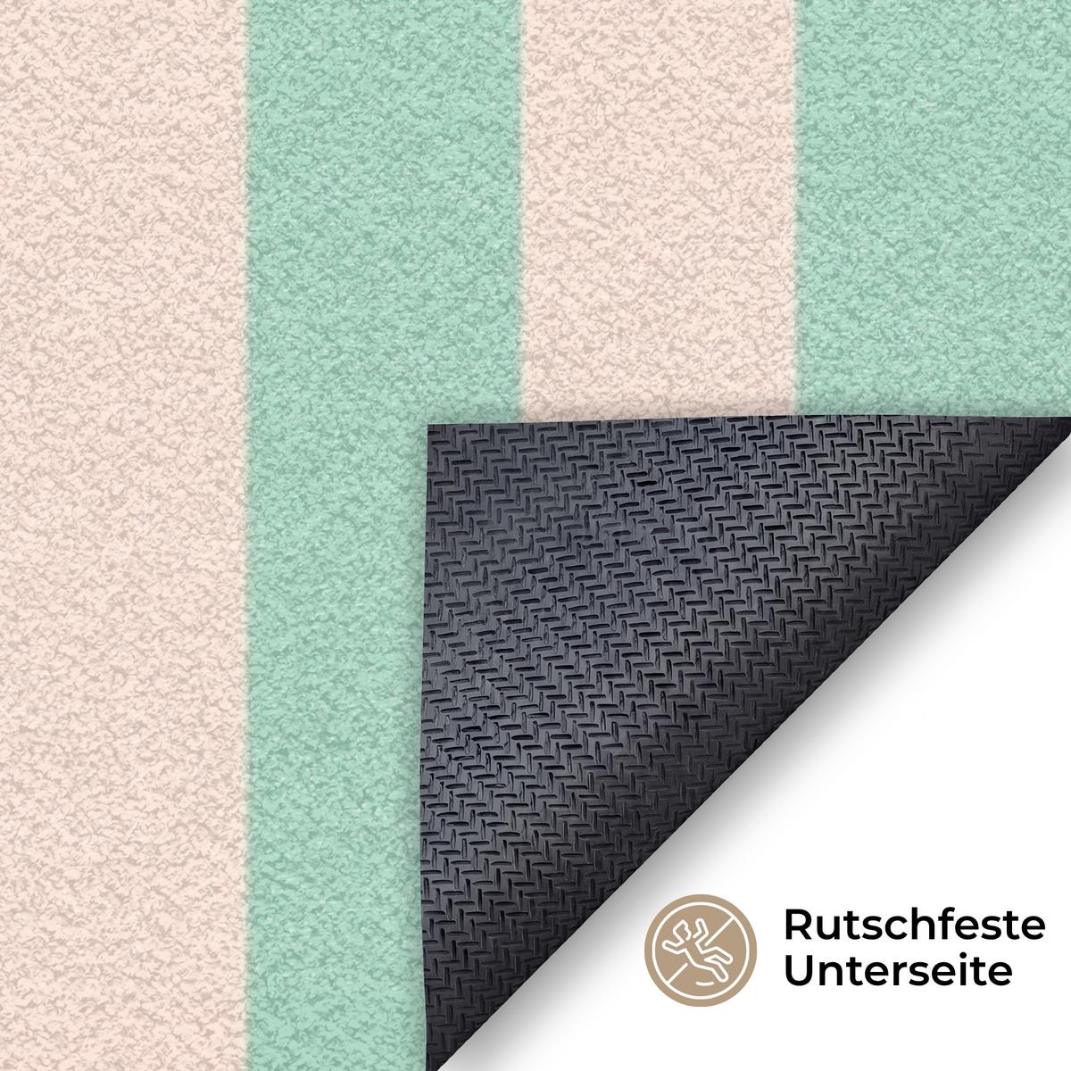 FUSSMATTE Rosa – Grün – Streifen – Amore 180x120 cm - Mintgrün, Kunststoff (180/0.4cm) - MuchoWow