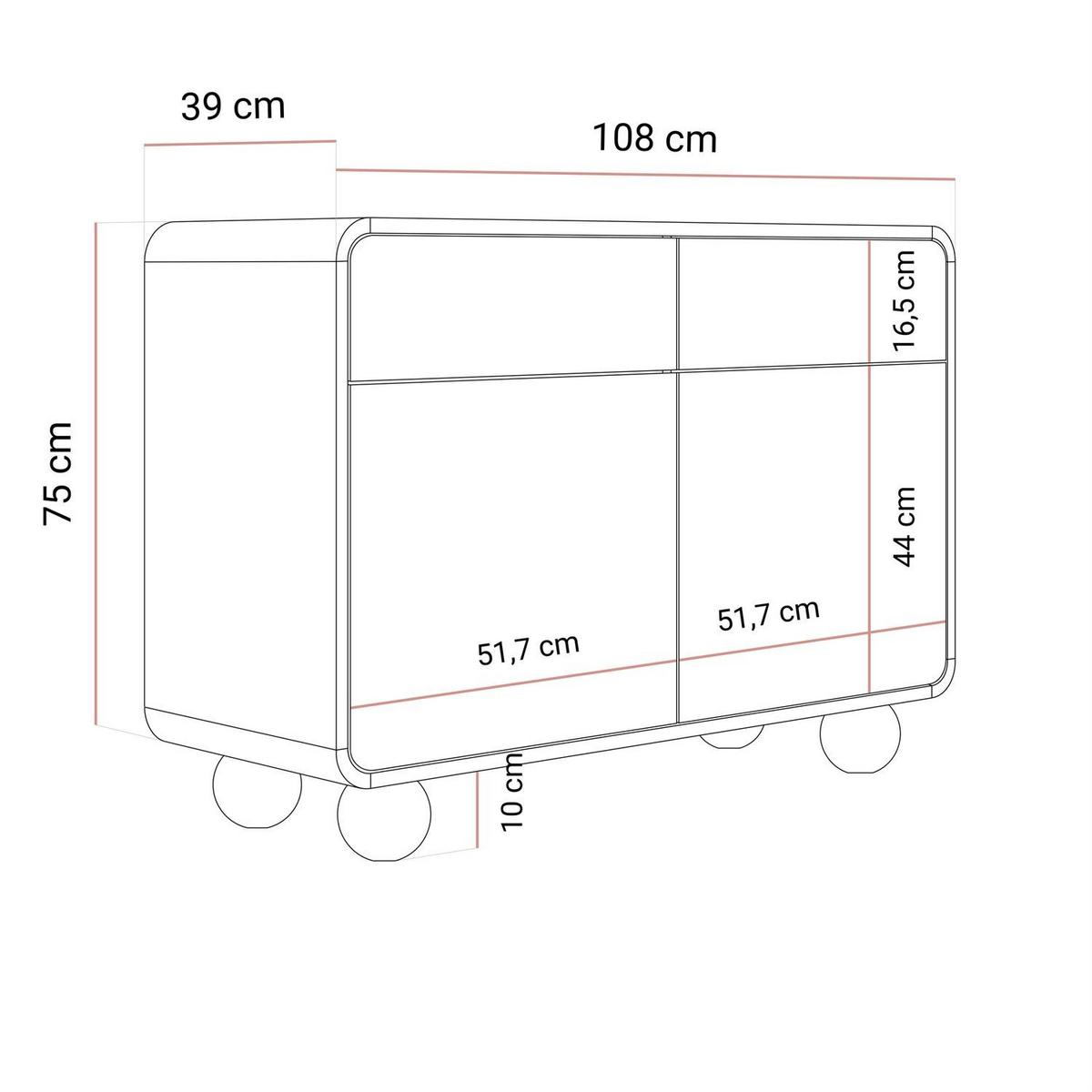 KOMMODE OLIVIO KSZ108 Kaschmir - Kaschmir, Holzwerkstoff (108/75/39cm) - Lookway