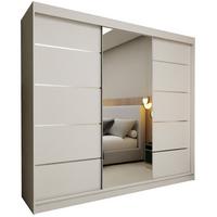 SCHWEBETÜRENSCHRANK MIRELLA 240/216/61 cm 3-türig mit Spiegel Weiß - Weiß, Holzwerkstoff (240/216/61cm) - MASSENO