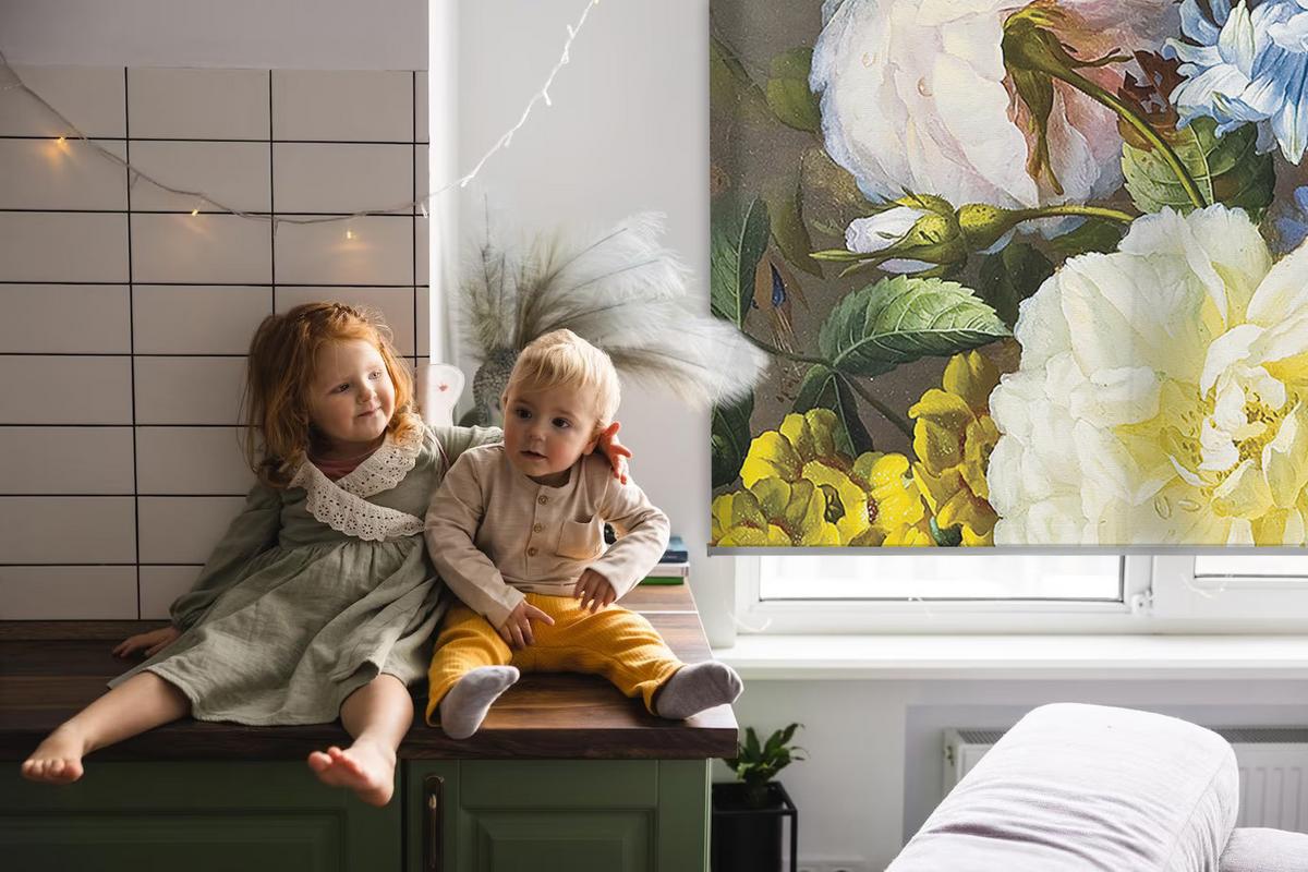 INNENROLLO - Fensterrollo - Rollo - 80x140 cm - Blumenstrauß - Grün, Kunststoff (80/140/0.5cm) - TULUP