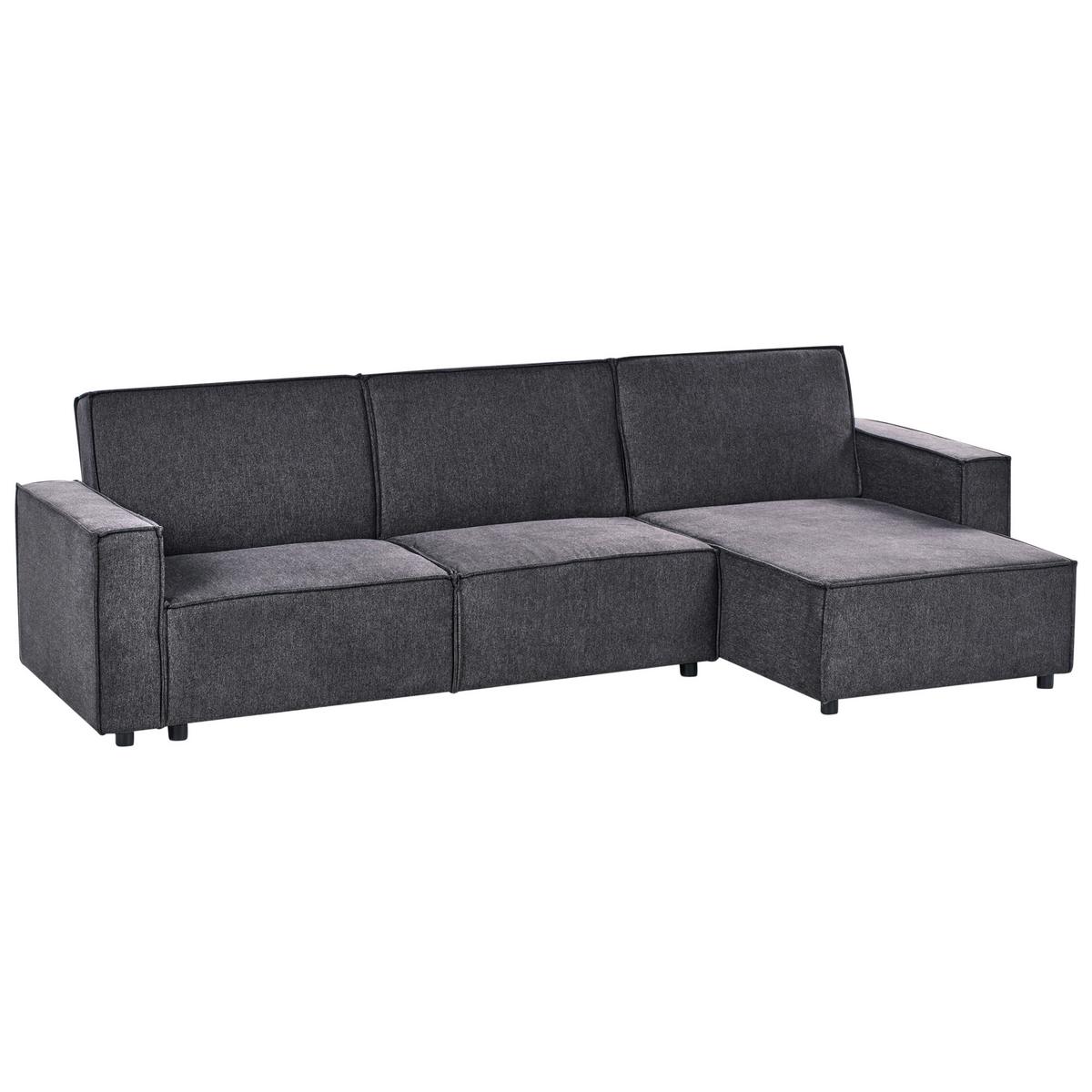 ECKSCHLAFSOFA 3-Sitzer Stoff Graphitgrau linksseitig Romedal Ii - Graphitfarben, Textil (290/173cm) - Beliani
