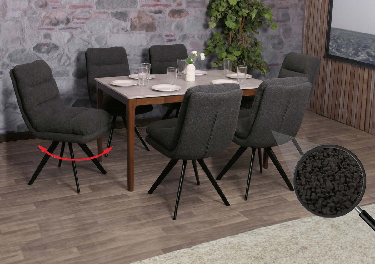 ESSZIMMERSTUHL Anthrazit 6er-Set - Dunkelgrau/Anthrazit, Textil (48/92/68cm) - MCW