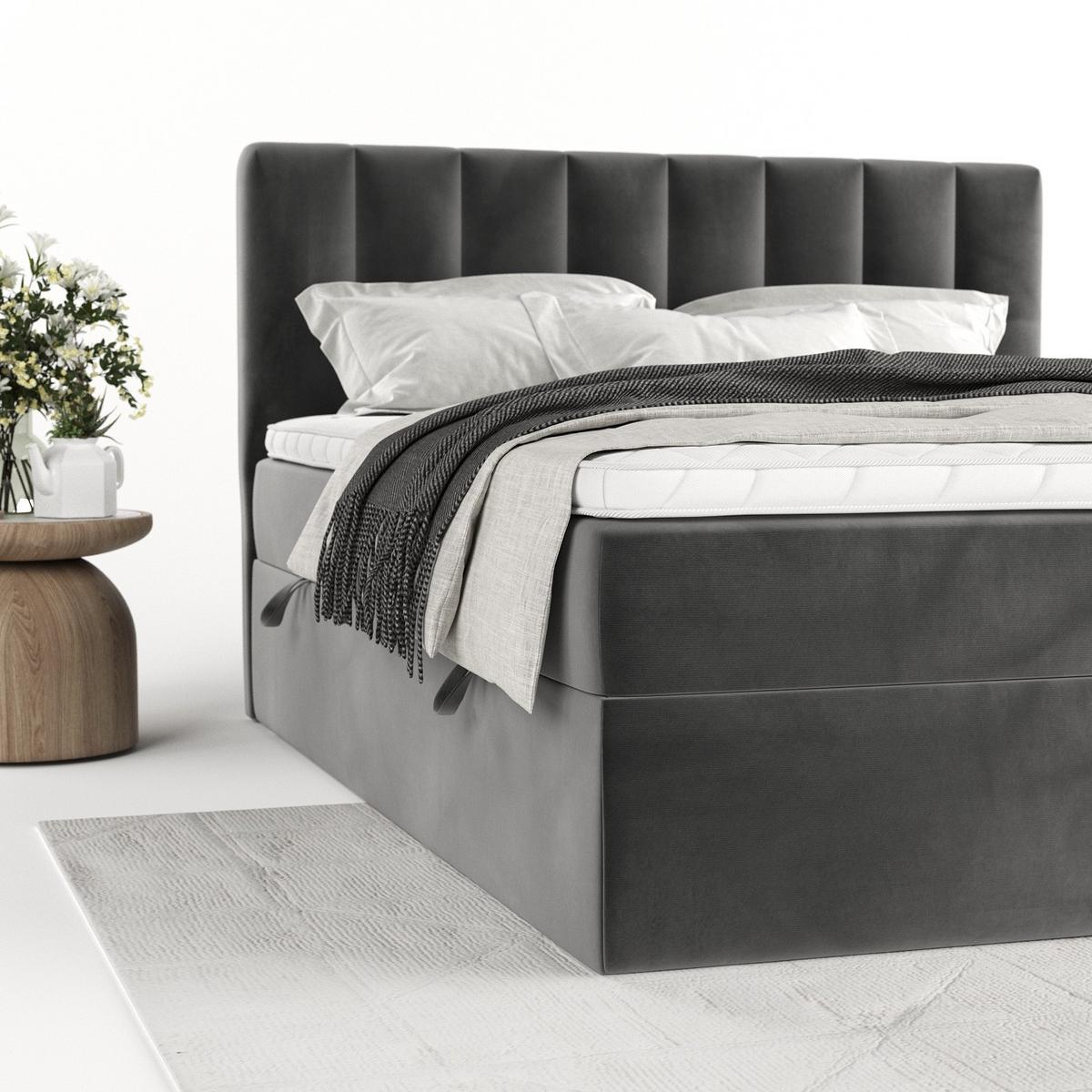 BOXBETT Bari 200/200 cm Grau im Kronos Stoff - Grau, Holz/Holzwerkstoff (200/200cm) - AltaBeds