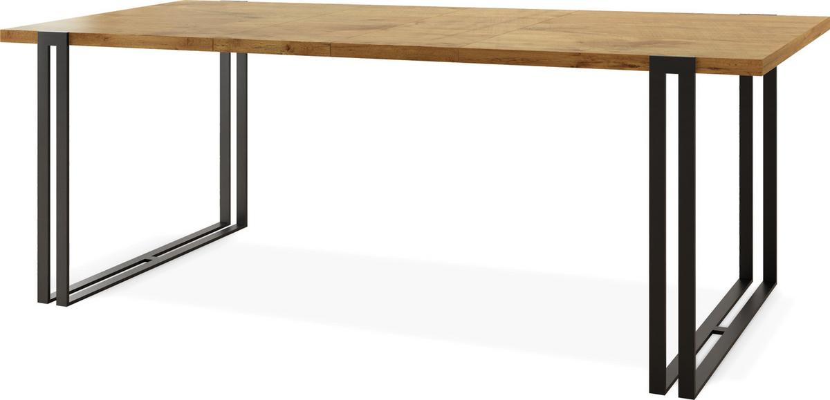ESSTISCH Marco rechteckig ausziehbar, Lancelot Eiche 160-260/90/76 cm - Eichefarben/Schwarz, Holzwerkstoff/Metall (90/260/76cm) - WFL GROUP