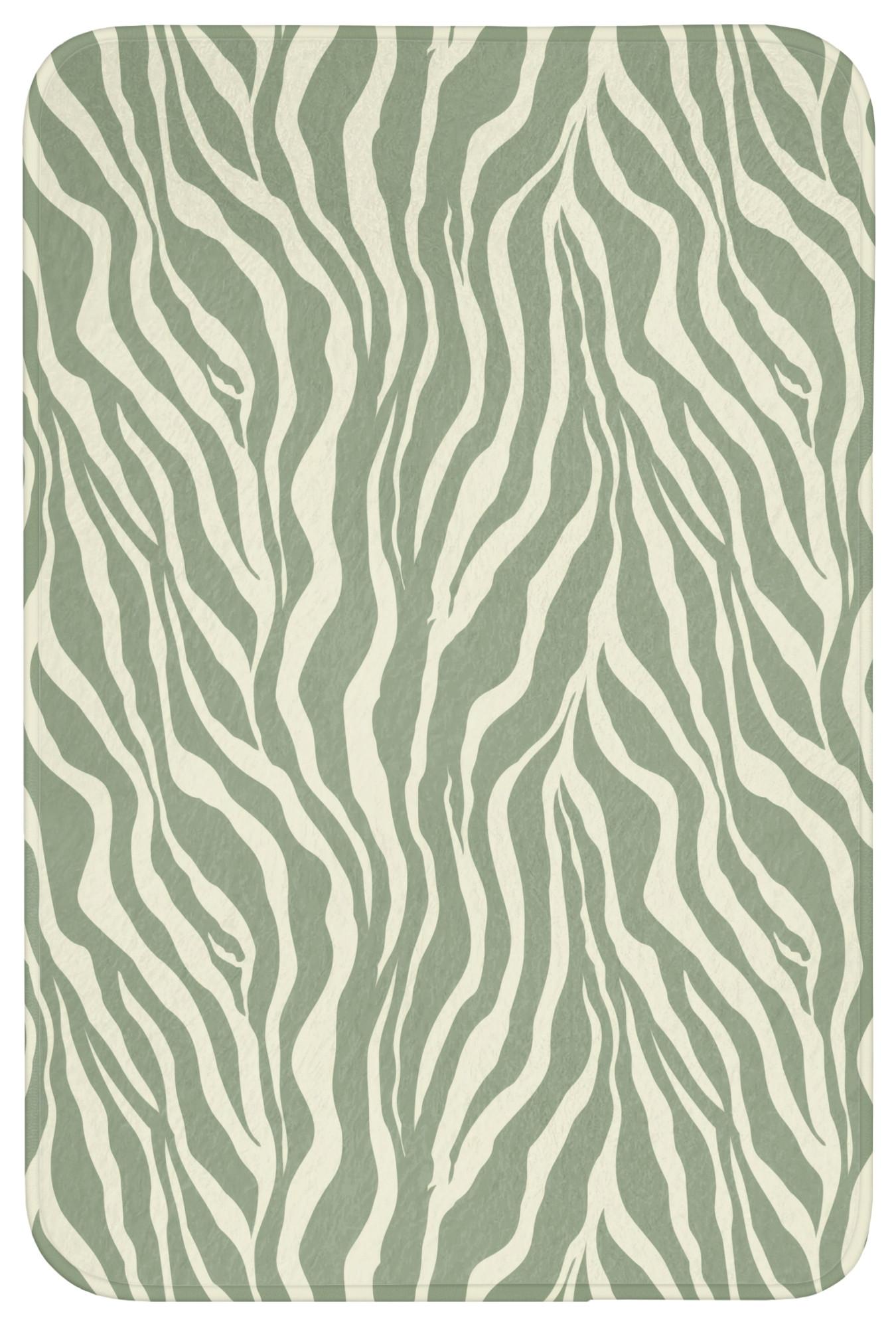 BADEMATTE Zebra - Motiv - Grün Rutschfest 60x90 cm - Salbeigrün, Textil (60/90cm) - OnlyWow