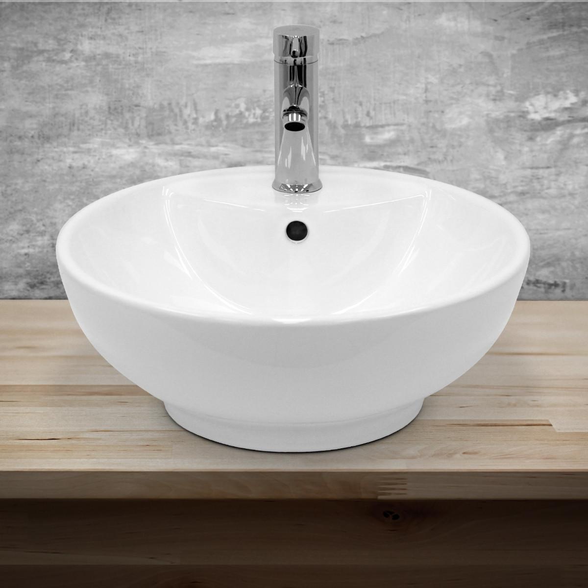 WASCHBECKEN Ø 455 x 185 mm rund aus Keramik in Weiß - Weiß, Keramik (45.5/18.5/45.5cm) - ECD-Germany