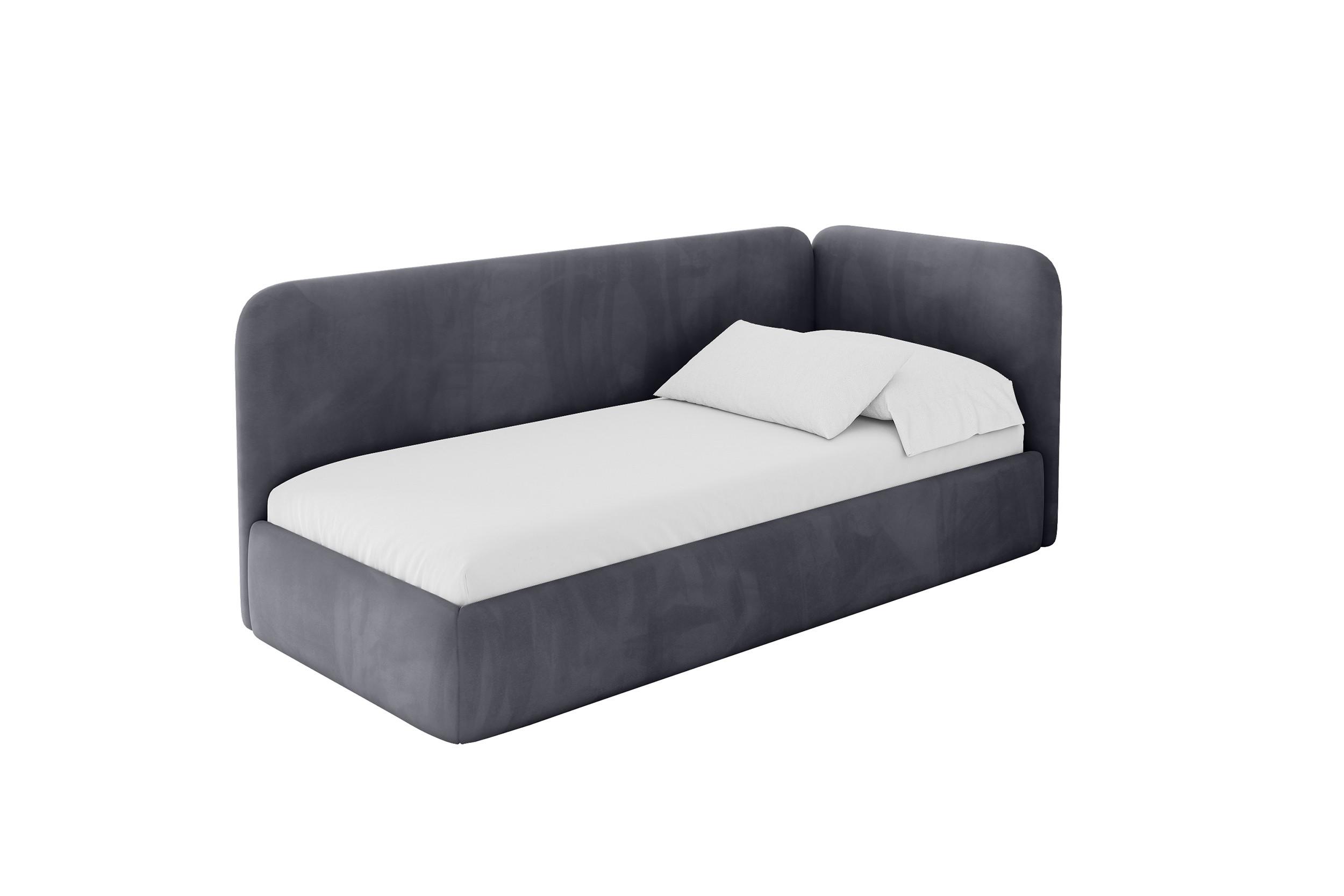 EINZELLBETT Jugendbett mit Bettkasten, Links - ELSY 100x200 Dunkelgrau - Dunkelgrau, Holzwerkstoff/Textil (100/200cm) - ALTDECOR