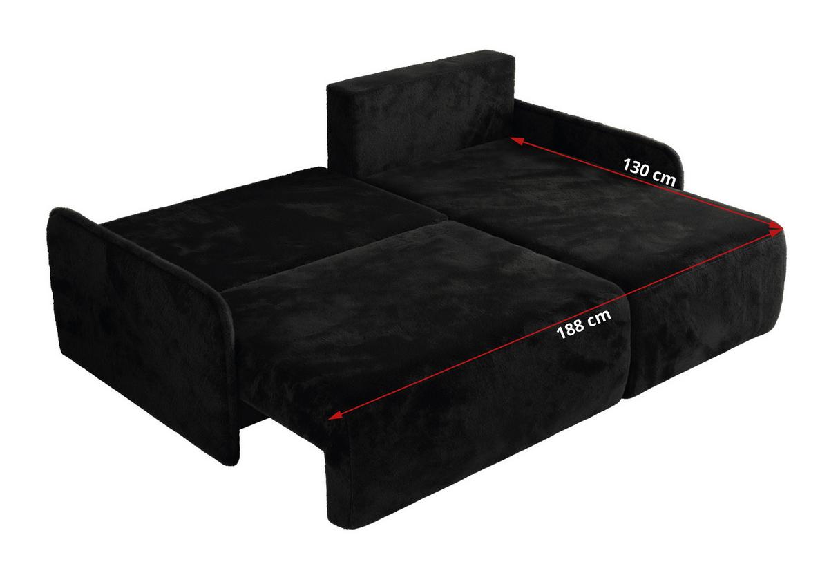 ECKSCHLAFSOFA ARPA L Schwarz Plüsch - links - Schwarz, Kunststoff/Textil (198/150cm) - MKS