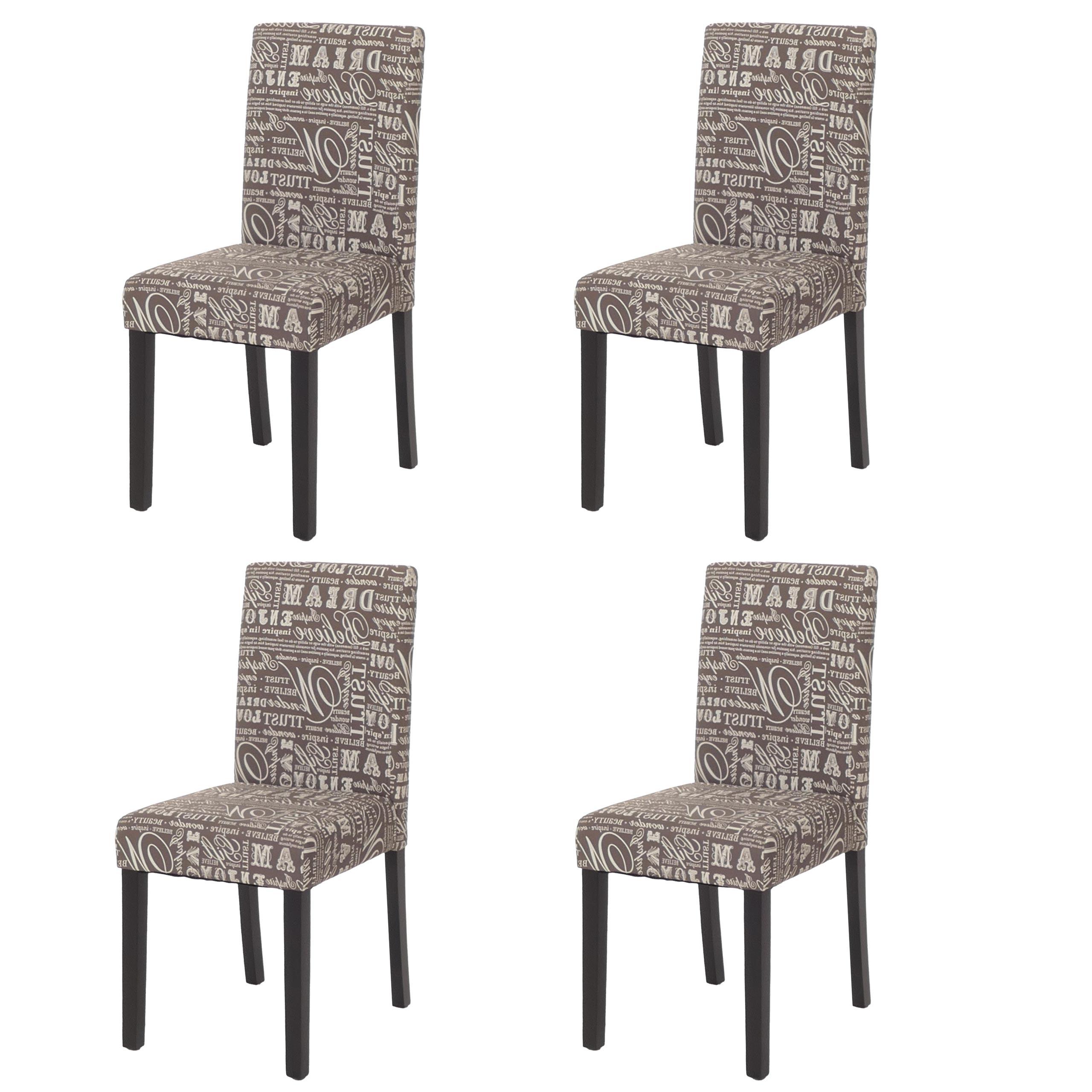 ESSZIMMERSTUHL SCHRIFT Grau, Weiß, Dunkelbraun 4er-Set - Dunkelbraun/Weiß, Textil (43/90/56cm) - MCW