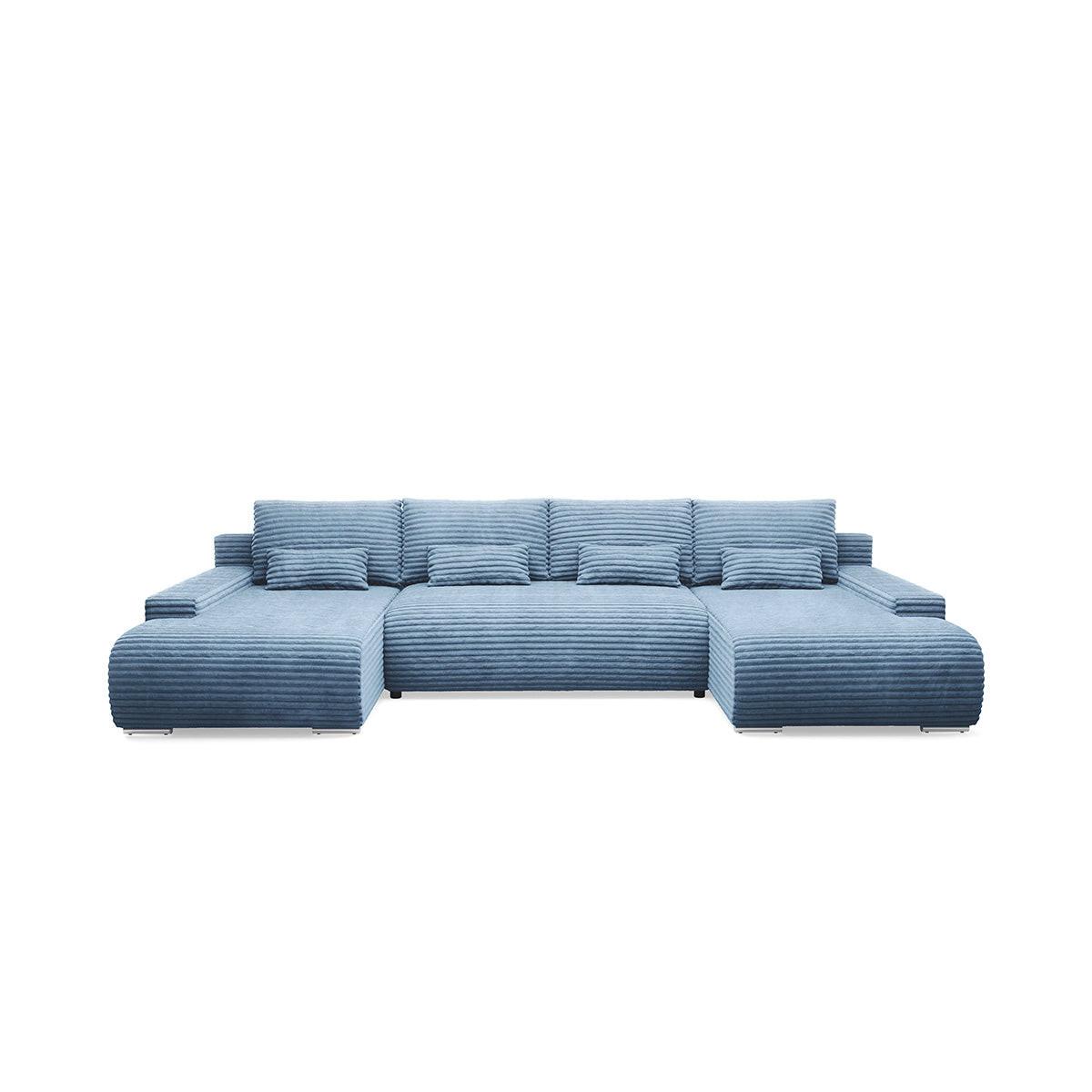 PANORAMASOFA Ivana 4 Sitzplätze Hellblau - Blau, Holz (350/85/172cm) - Petits-meubles