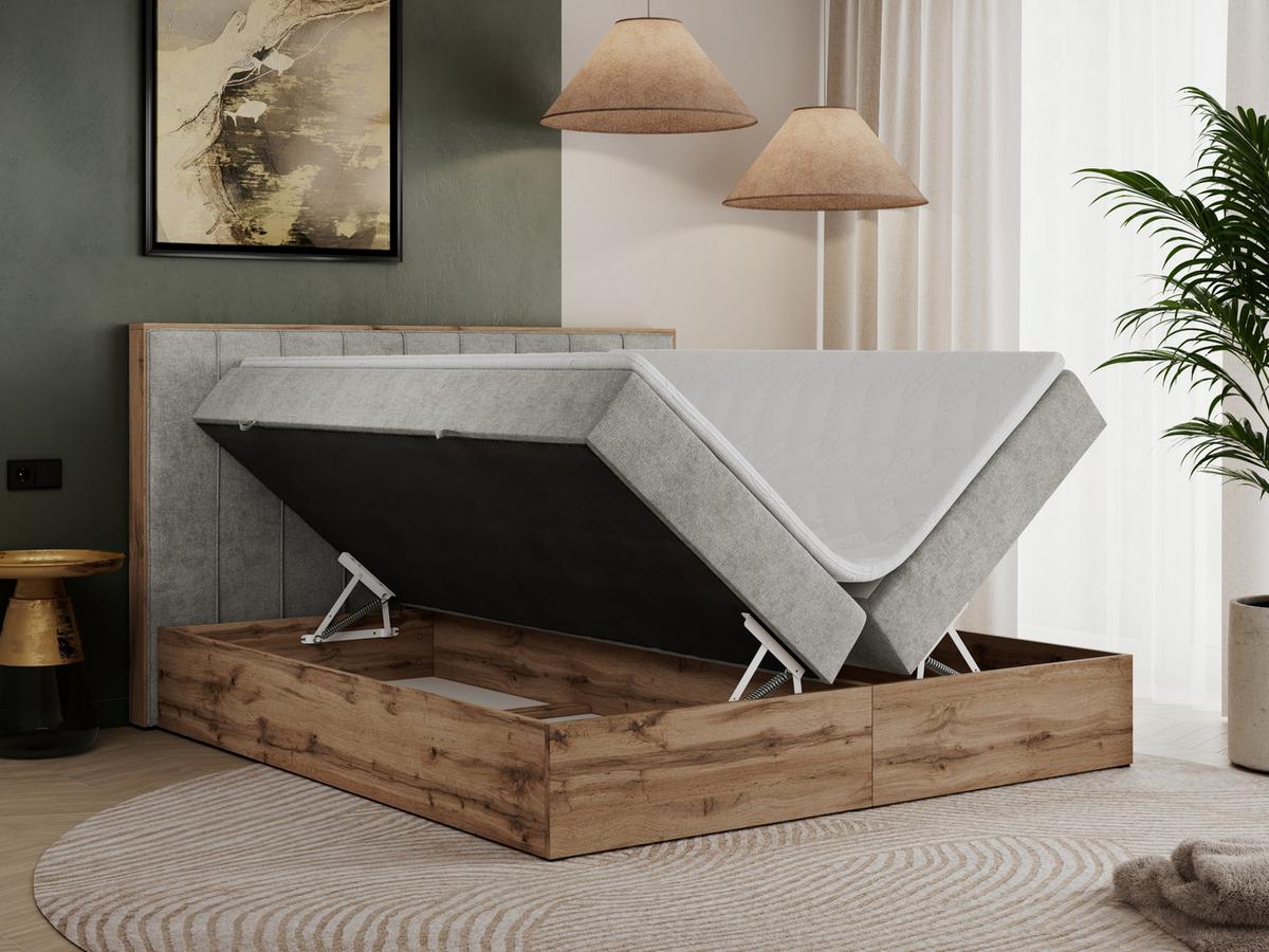 BOXBETT BELLISSIMO 200/200 Hellgrau Struktur - H4 - Hellgrau, Holz/Textil (200/200cm) - MKS