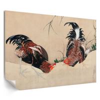 POSTER - 59x42 cm (A2) - Hokusai - Hähne - Creme, Textil (59.4/42/0.1cm) - TULUP