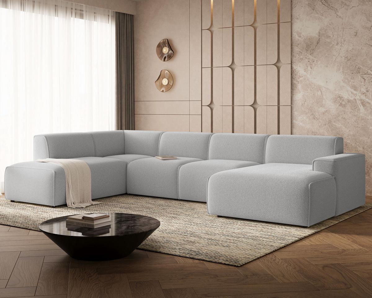 ECKSOFA U Belluno Beige Links - Beige/Schwarz, Holz/Kunststoff (378/220cm) - Graingold