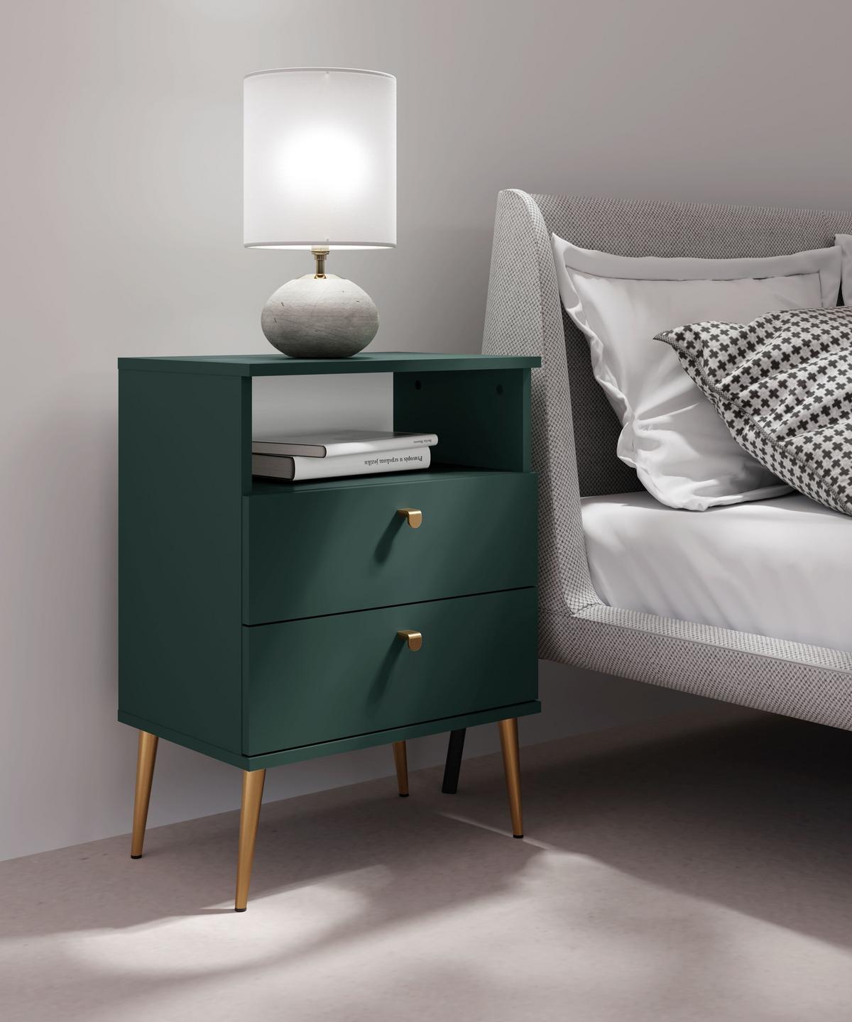 NACHTTISCH Grün 50/69,5/33,9 - Grün, Holzwerkstoff (50/70/34cm) - RAUMHIRSCH FURNITURE