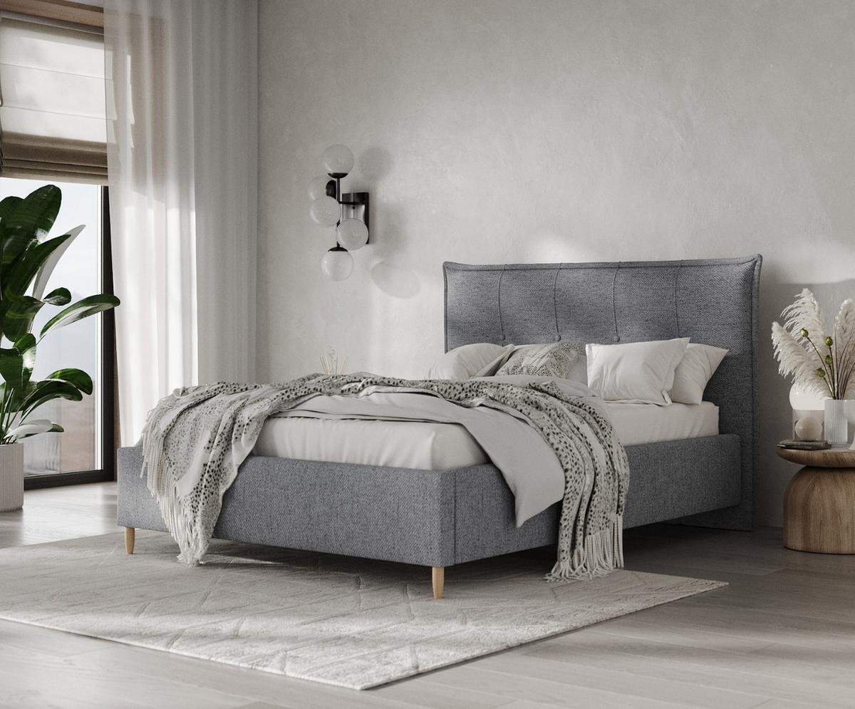POLSTERBETT Plaza 120/200 cm Grau im Neve Stoff - Naturfarben/Grau, Holz/Holzwerkstoff (120/200cm) - AltaBeds