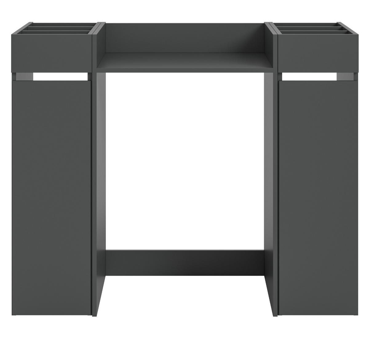 WASCHMASCHINENUMBAU Set grau 3-teilig, Überbauschrank und 2 x Anstellregal - Schwarz/Grau, Holzwerkstoff/Metall (124/101/60cm) - Inn.Furn